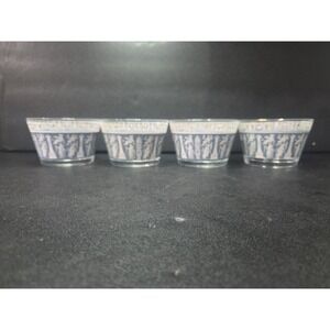 Jeanette Glass Corinthian Blue Tumblers, Set of 4 MCM Drinkware, Vtg Glassware